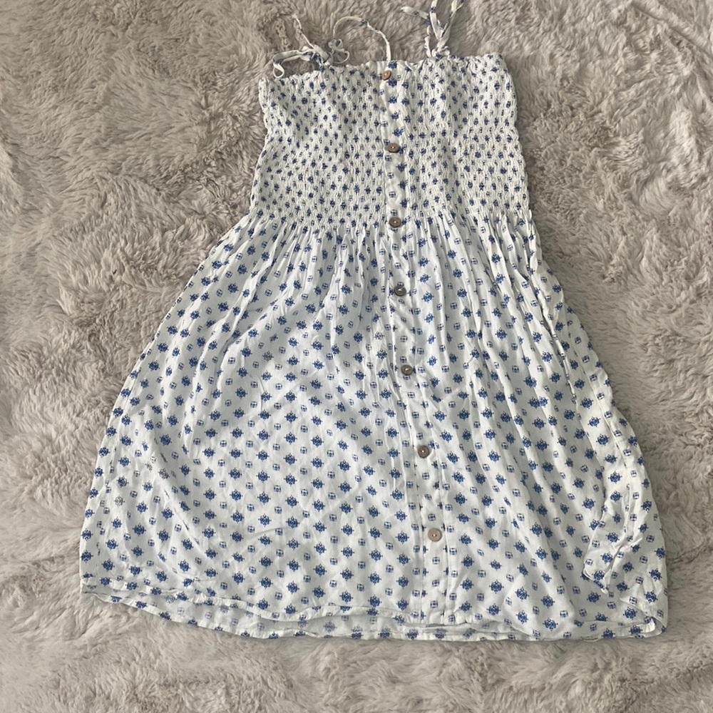 White and blue floral dress